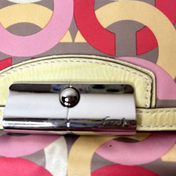 Coach Kristin Signature Patent Leather Monogram Multicolor Wristlet Wallet Women - Picture 5 of 8